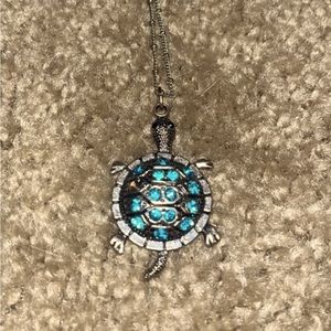 Cute turquoise turtle necklace, lightly worn, only missing one small jewel